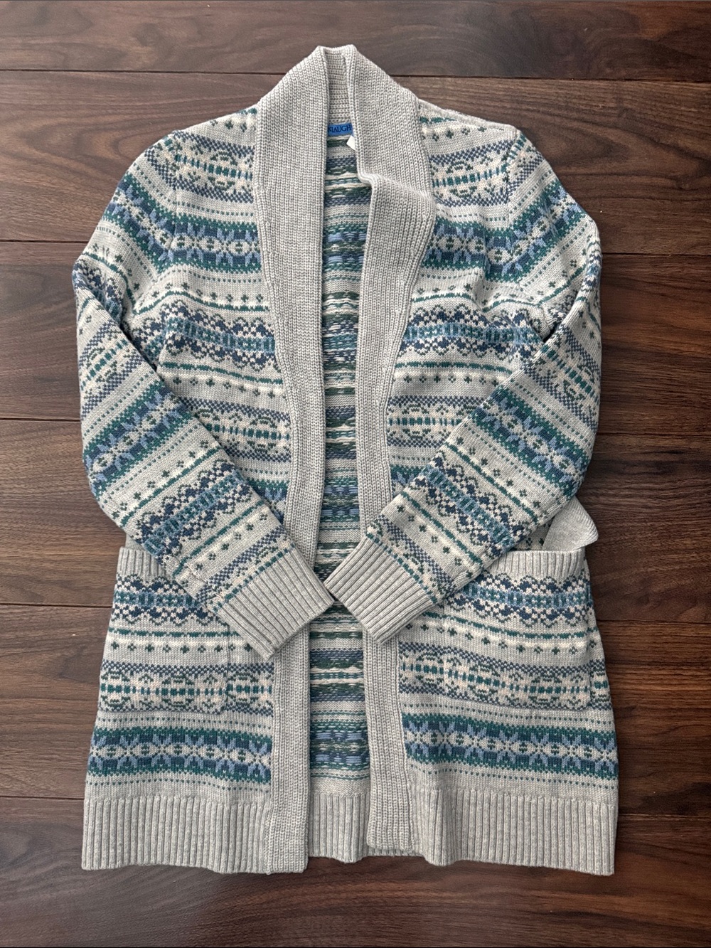J. McLaughlin Fair Isle Shawl Collar Cardigan sweater